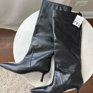 Zara Black Leather Women's Boots